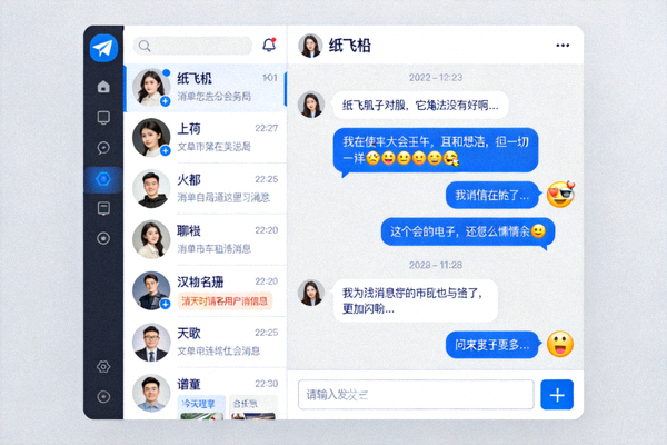 纸飞机PC版客户端界面截图 - 展示聊天列表和对话窗口